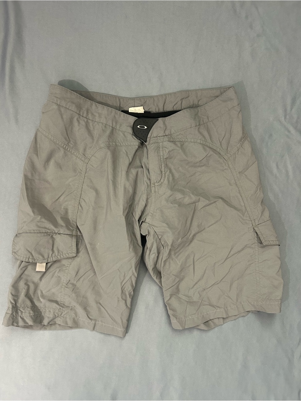VTG Oakley Software MTB Tactical Shorts Mens M Gray Lined Padded Cargo Skull
